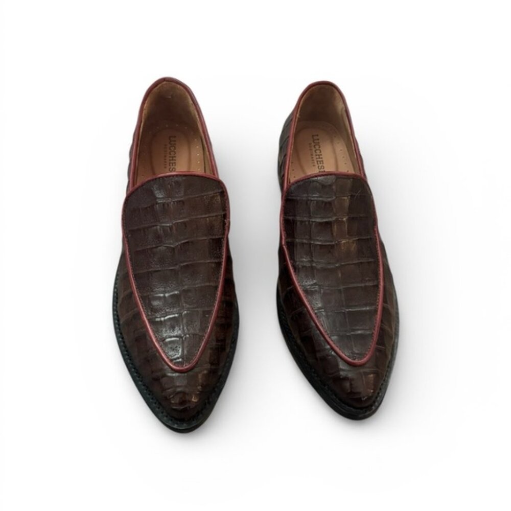 Lucchese Karmen loafers made from caiman leather chocolate 9 - Picture 2 of 11
